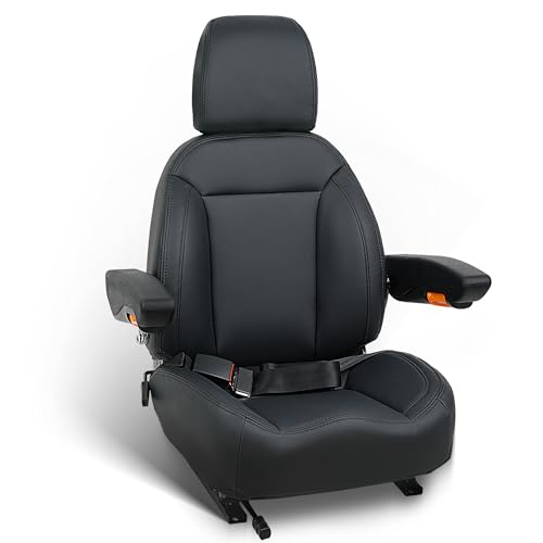Universal Zero Turn Mower Seat,Forklift Tractor Seat with Safety Seatbelt,Micro Switch,Adjustable Backrest,Headrest Armrests Fits Zero Turn Seat Skid Steer Loader Dozer Telehandler(Black)