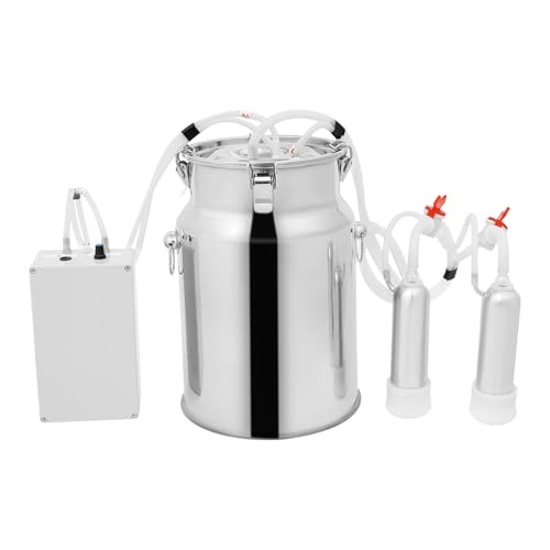 Milking Machine, 3.7 Gal Capacity 2-in-1 Pulsation Cow Milking Machines Adjustable Electric Cow Milker Portable Electric Goat Milk Machine w/Stainless Steel Milk Bucket for Family Farm(10L/ 2.64Gal) - size: 10L/ 2.64Gal