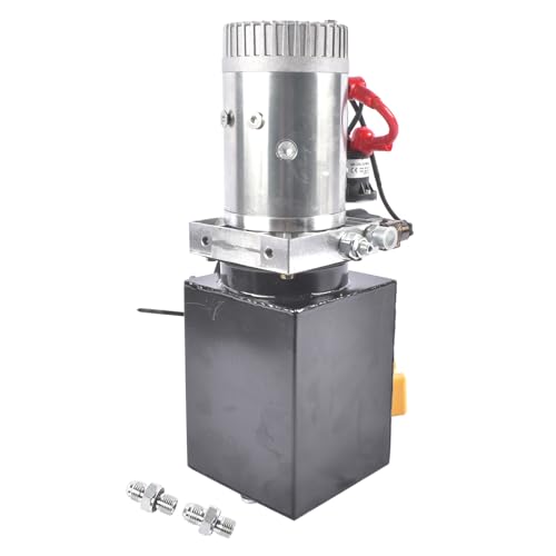 4 Quart Hydraulic Power Unit 1.6-3.0KW Power, 12V DC Electric Hydraulic Power Double Acting Power-Up Supply Unit Trailer Pump Replacement for Dump Truck Car Lifts 6 Port 3200PSI Vahaha