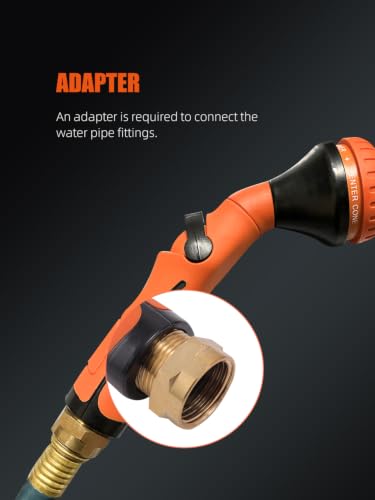 SPTA Hose Nozzle Heavy Duty, Metal Water Hose Sprayer for Garden, 8 Spray Patterns, High Pressure, Thumb Flow Control, On/Off Valve, Ideal for Outdoor Lawn & Plant Watering, Car & Pet Washing