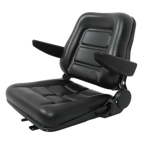 GXYWADY Universal Forklift Seat Fold Down Tractor Seat Adjustable Back with Armrest Micro Switch and Slide Replacement for Tractor Excavator Skid Loader