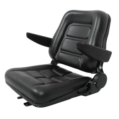 GXYWADY Universal Forklift Seat Fold Down Tractor Seat Adjustable Back with Armrest Micro Switch and Slide Replacement for Tractor Excavator Skid Loader