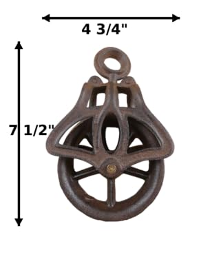 Midwest Craft House Decorative Cast Iron Pulley Wheel Industrial Cable Pull Rustic Farmhouse Barn Decor Cable Wheel