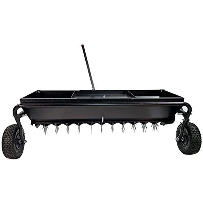 Brinly Tow Behind Combination Aerator Spreader with Weight Tray, 40-Inch, Flat Black - color: Flat Black