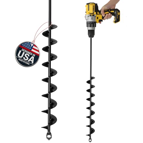 K-Brands Auger Drill Bit for Planting – 2 x 32 Inch – 3/8'' Hex Drive Drill | No Squat Garden Spiral Hole and Bulb Planter Tool for Umbrella Holes - size: 2 x 32 Inch