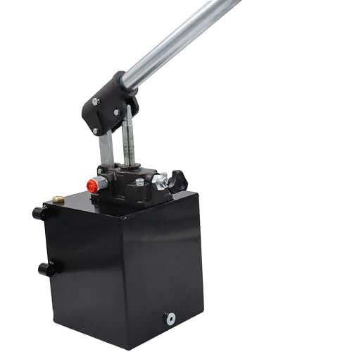 Spare Parts Holland - Single Acting Hydraulic Piston Hand Pump with Release Knob, Hand Operated Hydraulic Pump 3/8" NPTF Ports (2.7 CID 5 Qrt Tank (1.3 Gal) - size: 2.7 CID 5 Lt. tank (1.3 Gal)