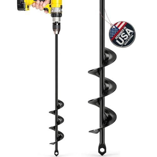 Garden Auger Drill Bit for Planting 1.6" x 16.5" -3/8" Hex Drive Compatible | Umbrellas and Fences Auger Post Hole Digger for Gardening and Spiral Bulb Planter Tool - size: 1.6 x 16.5 Inch (1 Pack)