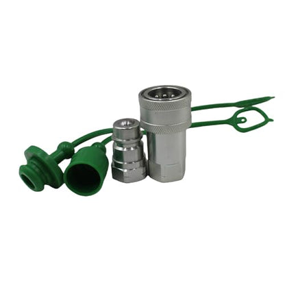 2-Set 1/2" Ag ISO5675 Carbon Steel Hydraulic Quick Disconnect Coupling Ball Valve，Pioneer Type with Black and Green Colour Dust Cap - size: 1/2"NPT-Ball(Black and Green)