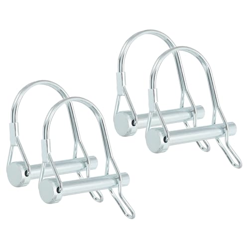 PATIKIL Trailer Coupler Pin 5/16" x1-3/4, 4 Pcs Wire Lock D Shape Safety Shaft Locking Round Pto Pins for Farm Trailers Lawn Hitches Garden Tractor Kayak Boat, Silver (8x45mm) - size: 5/16" x 1-3/4"