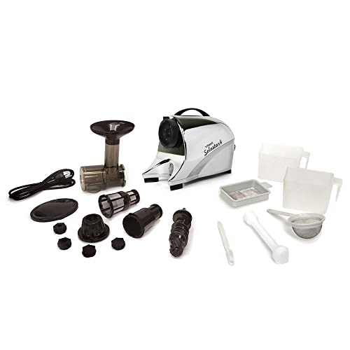 Tribest Solostar SS-4250-B Horizontal Horizontal Slow Masticating Juicer, Single Auger Cold Press Juicer & Juice Extractor, Chrome, Black