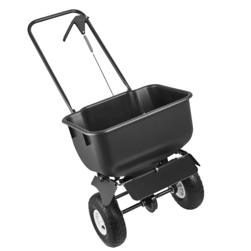 Push Broadcast Lawn Spreader 80Lbs Capacity with 10in All-Terrain Tires