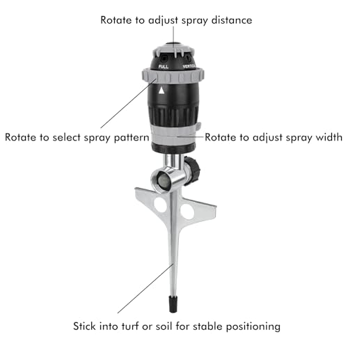 [2 Pack] RESTMO Gear Drive Sprinkler with Metal T-Spike Base,Gray - color: Gray, size: 2 Pack