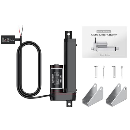 Justech 330LBS/1500N-4inch/100mm 12V Linear Actuator with Bracket, Black - size: 1500N-100mm