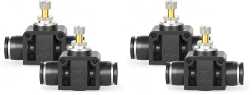 TAILONZ PNEUMATIC SCF-1/4 Air Flow Control Valve with Push-to-Connect Fitting, in-Line Speed Controller Union Straight - 1/4 Inch Tube OD x 1/4 Inch Tube OD（Pack of 2） - size: 1/4"/Black/1PCS (Pack of 2)