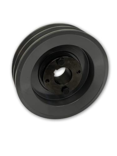 Double Groove 6.25" Cast Iron Electric Motor" H" Pulley/Sheave, Bushing Included, for 5/8" Top Width B/5L/BK/5LK Section V Belt, 2 Groove Pulley (1-1/8" Shaft / 1.125" Bore, 2BK65H) - size: 1-1/8" Shaft / 1.125" Bore