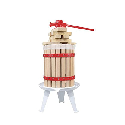 1.6 Gallon Fruit Wine Press with 2 Pack Filter Bag - 100% Nature Apple&Grape&Berries Crusher Manual Juice Maker for Kitchen, Solid Wood Basket with 6 Blocks Cider Heavy Duty Wine Making Press
