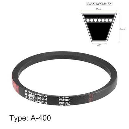uxcell A400 V-Belts 400mm Inner Girth 13mm Top Width 8mm Thickness A-Section Rubber Drive Transmission Belt 2pcs - size: 16"