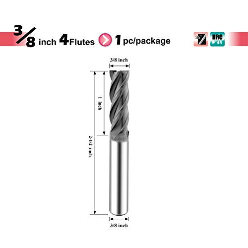 SPEED TIGER Micrograin Carbide Square End Mill - 4 Flute - ISE3/8 4T (1 Piece, 3/8") - for Milling Alloy Steels, Hardened Steel, Metal & More – Mill Bits Sets for DIYers & Professionals - size: 3/8 in