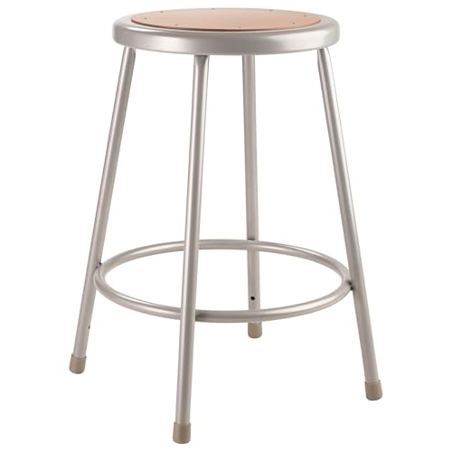 National Public Seating 24" High Heavy Duty Steel Stool, Grey - color: Grey, size: 24"