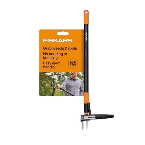 Fiskars Stand-Up Weed Puller Tool, 3 Serrated Stainless Steel Claws, 39" - style: 3-claw