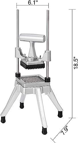 Commercial Vegetable Fruit Chopper W/6-Wedge Slicer&1/4″&3/8″&1/2" Blade Professional Food Dicer French Fry Cutter Stainless Steel Onion Slicer For Tomato Peppers Potato Mushroom - size: 19in Hand Pressure Style Chopper + 4 Blade