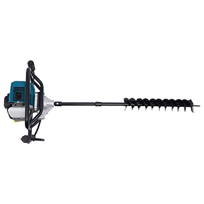 52CC 2.3HP 2-Stroke Gas Power Earth Auger Post Hole Digger with 4" and 8" Spiral Drill Bits and 12inch Extension Bar,Heavy Duty Earth Auger Air-Cooled Engine,For Into Ground, Fences, and Shrubs