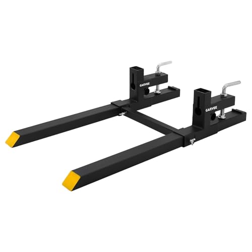 Heavy Duty Clamp-On Pallet Forks for Tractor Bucket, Skid Steer Loader – 2500lbs Capacity, Adjustable Stabilizer Bar, Quick Attach Design, Reliable Farm Machinery Accessory – 43 Inches - size: 43'' with Stabilizer Bar