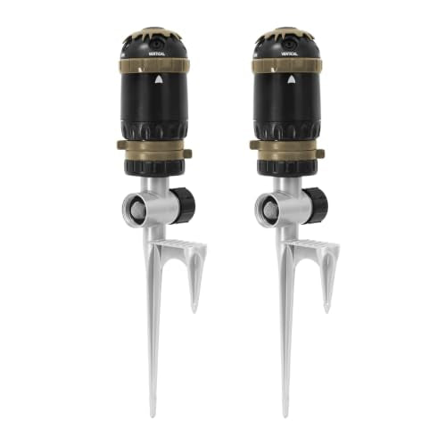 RESTMO 2 Pack Gear Drive Sprinkler with Step Spike Base, Brown - color: Brown, size: 2 Pack