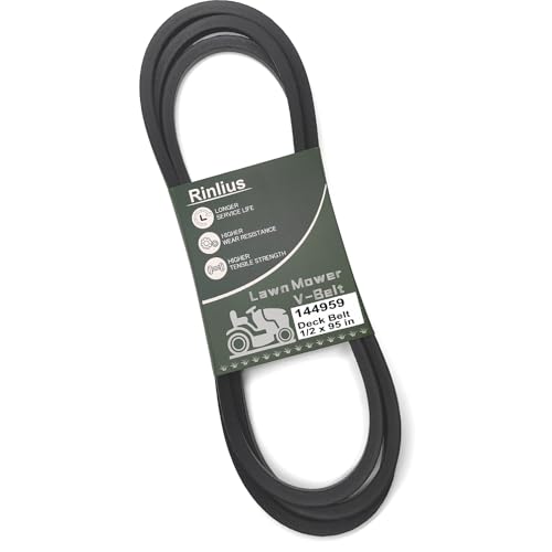 Mower Deck Belt 144959 for Craftsman LT1000 LT2000 LT3000 DYT4000 42 inch Deck Husqvarna Poulan AYP 138255 532144959 532138255 Riding Lawn Mowers(1/2" x 95") - size: 532144959