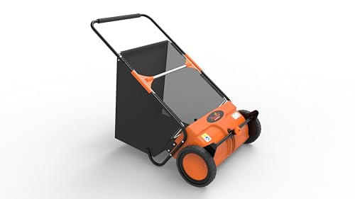 21-Inch Push Lawn Sweeper, Quick Dump & Dustproof Yard Sweeper for Leaves and Grass, Adjustable Height with Large Hopper Bag