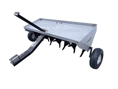 Yard Commander - 48-Inch Tow Behind Plug Aerator for Lawn Tractor & ATV, 32 Core Plug Tines, 2.5” Soil Penetration, Heavy Duty Steel Aerator, Weight Tray & 10” Pneumatic Tires for Lawn & Garden Care