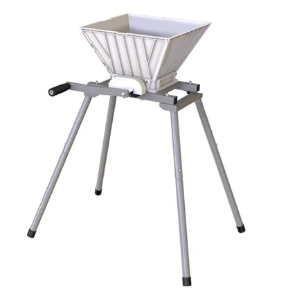 Fruit and Apple Crusher with Stand - 7L Capacity, Manual Juicer Grinder for Wine and Cider Making, Portable Fruit Scratter Pulper (Silver, 1.8 Gallon) - style: With Stand(Plastic Teeth)
