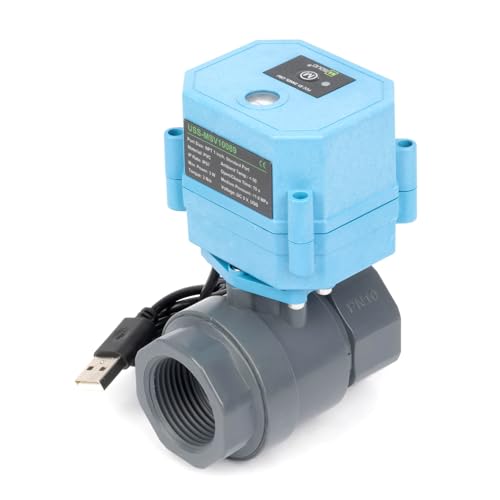 U.S. Solid WiFi Smart Motorized Ball Valve 1 inch NPT for Water Control & Irrigation, 2 Way PVC Electric Valve, USB Powered, LED Status Indicator, Flow Direction Window, Remote On/Off Control - size: 1 Inch
