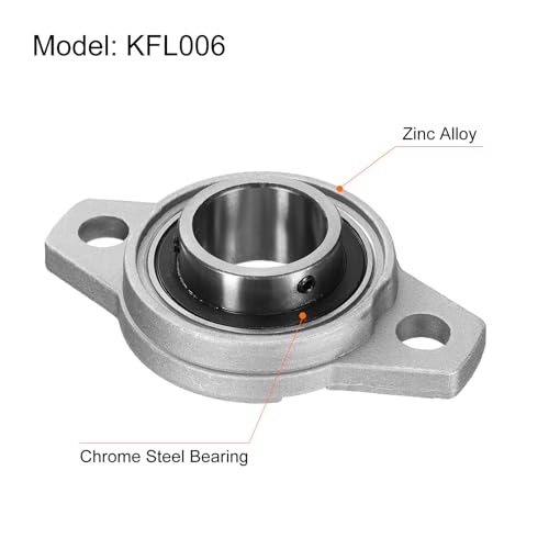 uxcell 2pcs KFL006 Pillow Block Bearings 30mm Bore Bearing Units Zinc Alloy Flange Mounted Bearing Housing, P6(ABEC3) - size: KFL006
