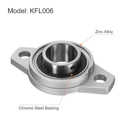 uxcell 2pcs KFL006 Pillow Block Bearings 30mm Bore Bearing Units Zinc Alloy Flange Mounted Bearing Housing, P6(ABEC3) - size: KFL006