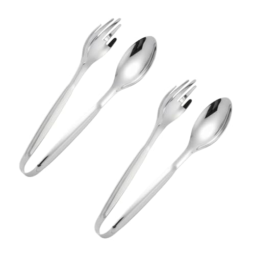 2 Pack Stainless Steel Serving Metal Tongs, 8 Inch Fork Tongs