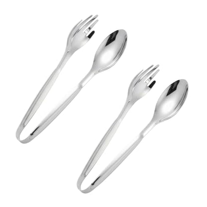 2 Pack Stainless Steel Serving Metal Tongs, 8 Inch Fork Tongs