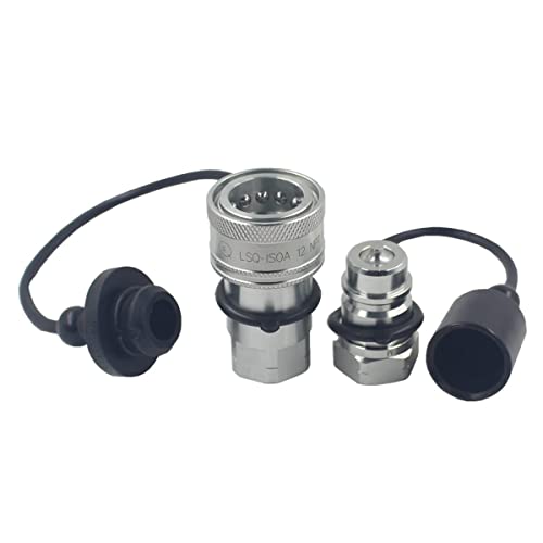 2 Sets 1/2'' NPT Ag Poppet Valve Tractor Hydraulic Quick Connect Coupling Quick Coupler ISO7241-A/ISO5675 W/Dust Caps Replace 6600 Series - size: 1/2'' Ag 2 Sets Black Dust Cap