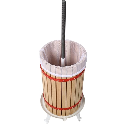 7.9 Gallon Fruit Wine Press, Manual Apple Grape Berries Crusher Juice Maker with Solid Wood Basket & 8 Blocks, Heavy Duty Cider Press for Home Kitchen