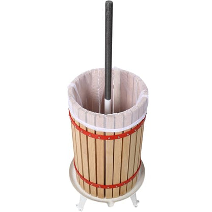 7.9 Gallon Fruit Wine Press, Manual Apple Grape Berries Crusher Juice Maker with Solid Wood Basket & 8 Blocks, Heavy Duty Cider Press for Home Kitchen
