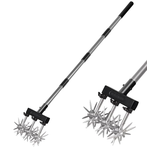 Walensee Rotary Cultivator, Hand Tiller for Soil Mixing or Reseeding