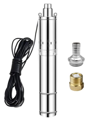 Deep Well Submersible Pump, 110V 1HP Deep Well Pump Submersible Water Pump for Industrial Irrigation and Home,328FT Lift, 12GPM, Screw Water Pump - size: 4"-110V