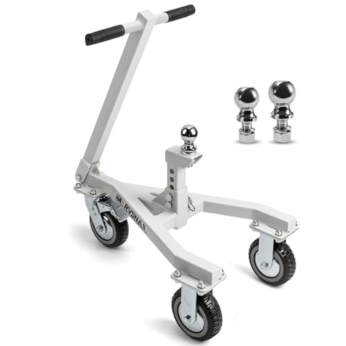 Heavy-Duty Trailer Dolly – 20,000 lbs Load, 3,500 lbs Tongue Weight, 360° Swivel Wheels with Brake, 2" & 2-5/16" Hitch Balls, Manual Trailer Mover for RV, Boat, Camper, Jet Ski, Motorcycle