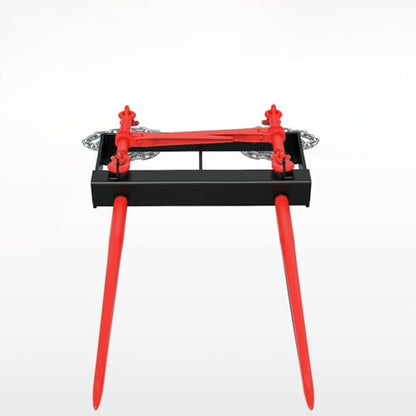 Suitable for Dual Hay Bale Spear 49" 3000 lbs, Heavy Duty Front Skid Steer Loader Tractor Bucket Attachment with Coated Rust Resistant
