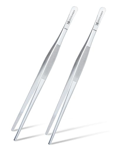 2 Pcs 8.5 Inch Kitchen Tweezers Fine Tweezer Tongs, MSY BIGSUNNY Stainless Steel Food Tweezers Multi-function Cooking Tongs Kitchen Serving Tong - size: 8.5" Tweezers - 2 Piece Set