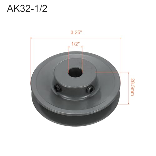 uxcell AK32-1/2 V-Belt Sheave 1/2" Bore, 3.25" OD, Single Groove Web Sheave - size: 1/2"Bore 3.25"OD