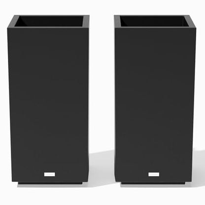 Veradek Block Series Pedestal Planter - Tall Rectangular Outdoor Planter - color: Black, size: 32''H x 15.5''W -2 Pack