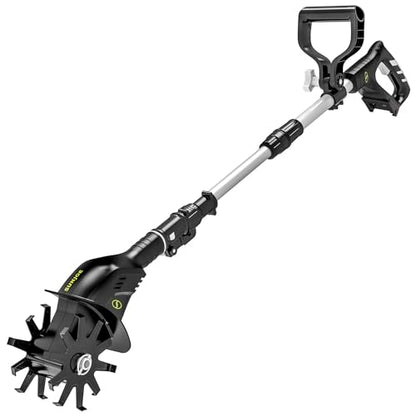 Sun Joe Cordless Garden Tiller & Cultivator with Telescopic Pole, Auxiliary Handle & 6-Inch Steel Blades, 24V, Tool Only - Heavy-Duty Tilling Machine for Lawn, Yard, and Gardening Care, 24V-TLR-CT - style: Cordless; 6.3-Inch, 24-Volt, Tool Only (Battery +