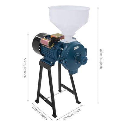 110V 2200W Commercial Corn Grinder Electric Dry Grain Mill with Funnel - color: 110V 2200W 1400RPM, Dry Grinder