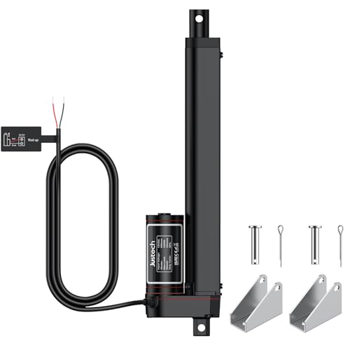 Justech 330LBS/1500N-8inch/200mm 12V Linear Actuator with Bracket, Black - size: 1500N-200mm